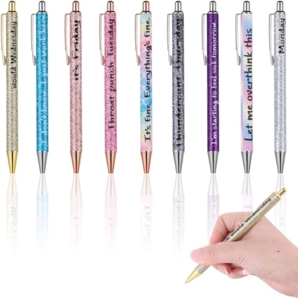 πΉοΈπ 1 pen π  choose day Funny 7 Days of Week Glitter black ink Ballpoint Pens - Picture 5 of 6